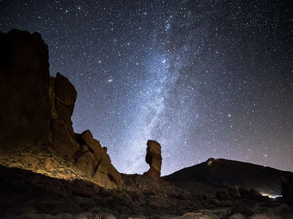 Mount Teide and stars sky